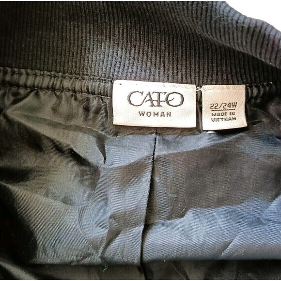 Cato Jacket Size 22/24 Short Sleeve Plaid  Black White  Plaid Cropped Bomber - Picture 7 of 7